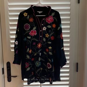 John Mark Black Floral Tunic